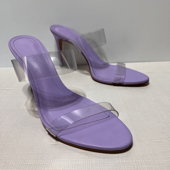 Schutz Ariella Strappy Vinyl Mules in Smoky Grape Clear Slip On Women's Size 9B - Picture 4 of 10
